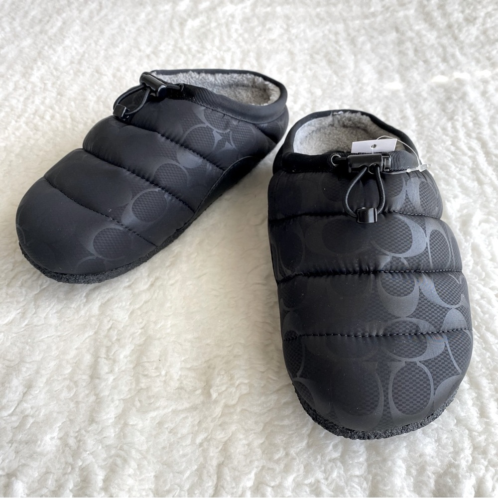 COACH Women's Rachelle Logo Slippers, Black, 6.5B